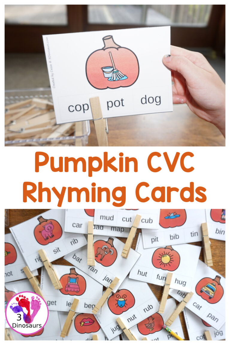 Fun Hands-On Free Pumpkin CVC Rhyming Clip Card Printables
