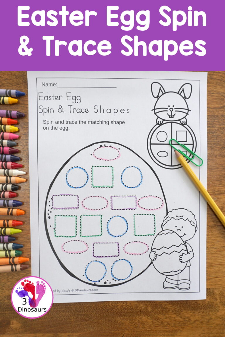 Free Easter Egg Spin and Trace Shapes Printable