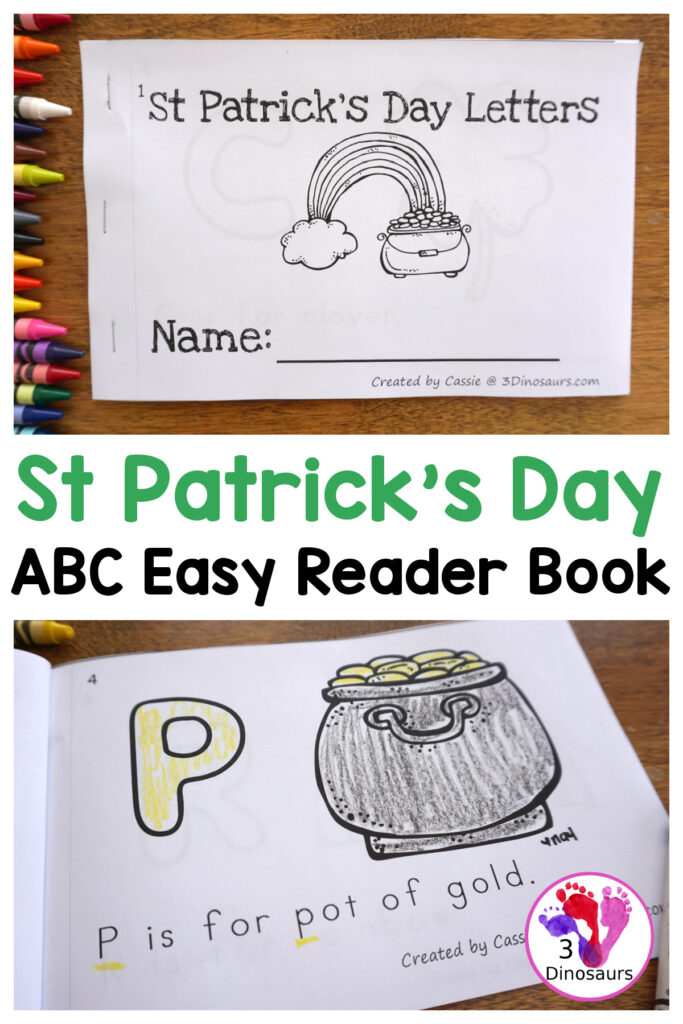 Free St Patrick’s Day ABC Easy Reader Book Printable – 3 Dinosaurs