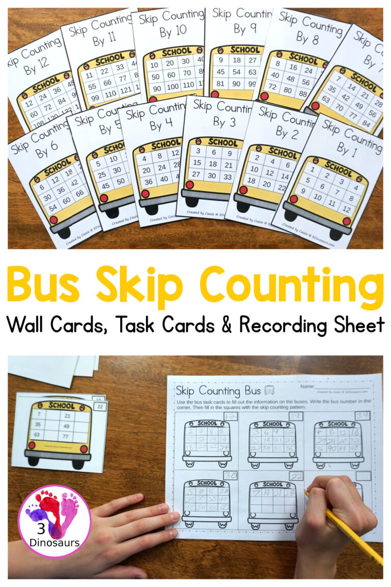 Skip Counting: Bus Task Cards, Wall Cards & Recording Sheet