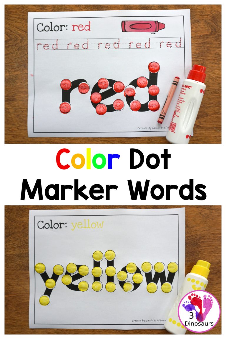 Free Color Dot Marker Words Printables