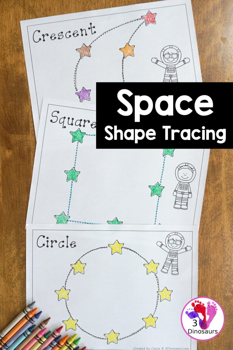 Free Fine Motor Fun With Space Shape Tracing Printable