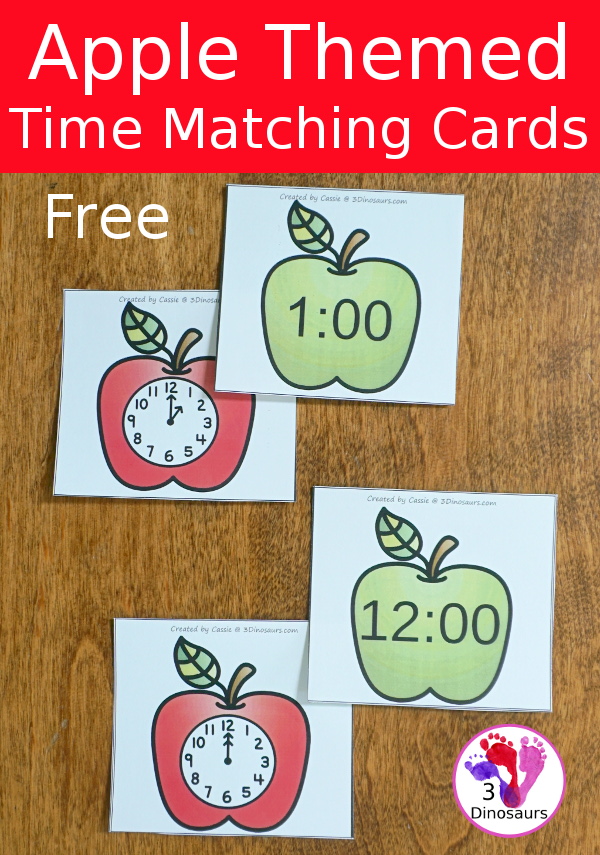 Free Apple Time Matching Cards - Hourly Time