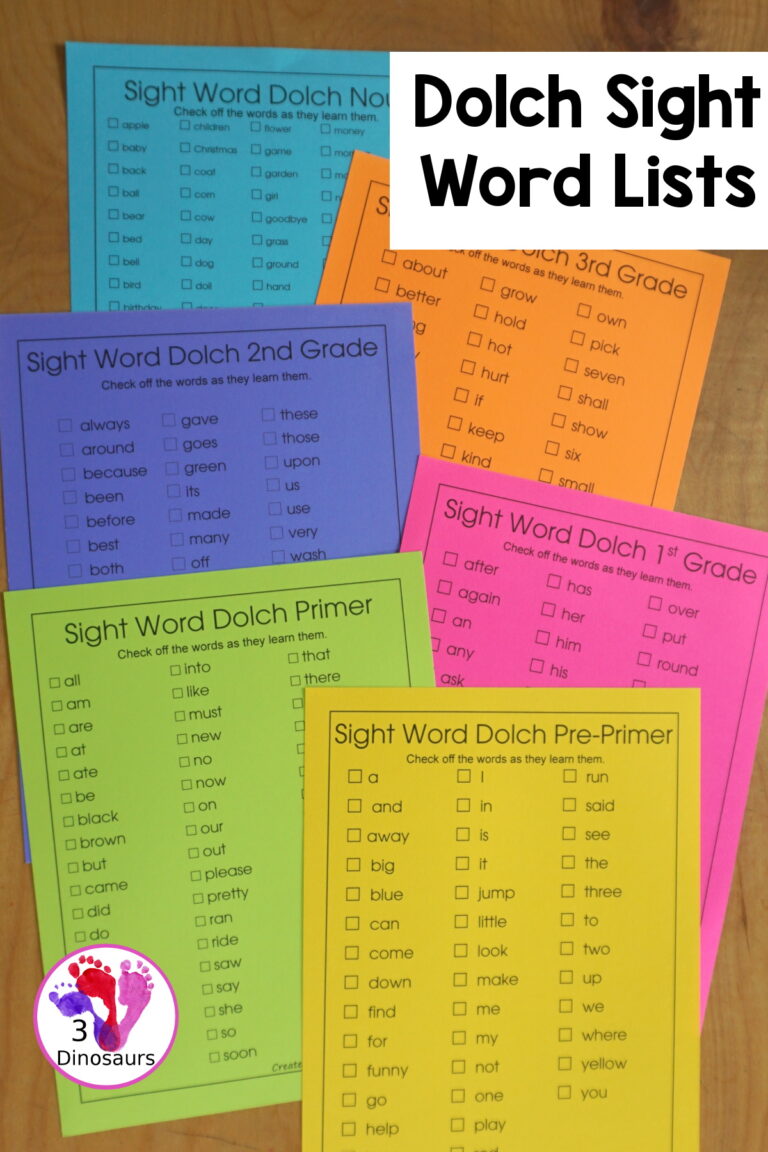 Easy To Use Dolch Sight Word Lists to Print