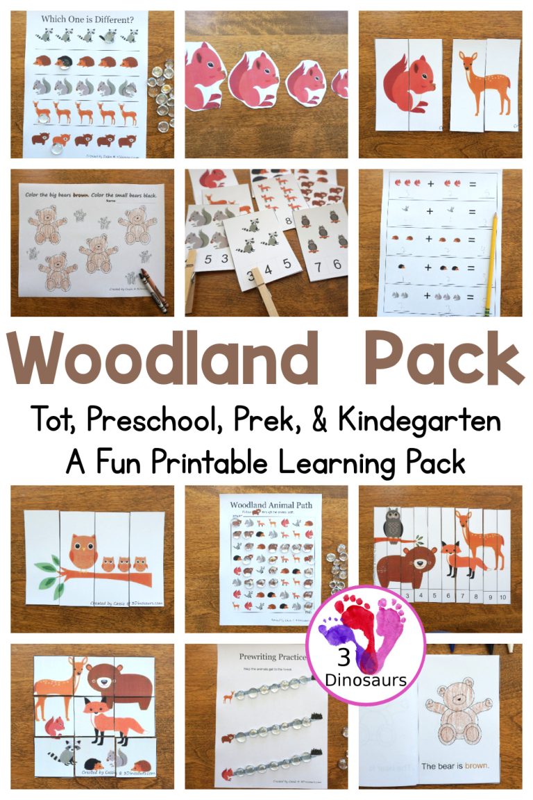 Free Woodland Pack Tot, Preschool, PreK & Kindergarten