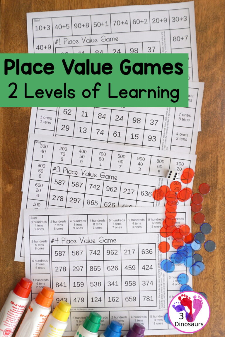 Fun Free Math Place Value Game Printables