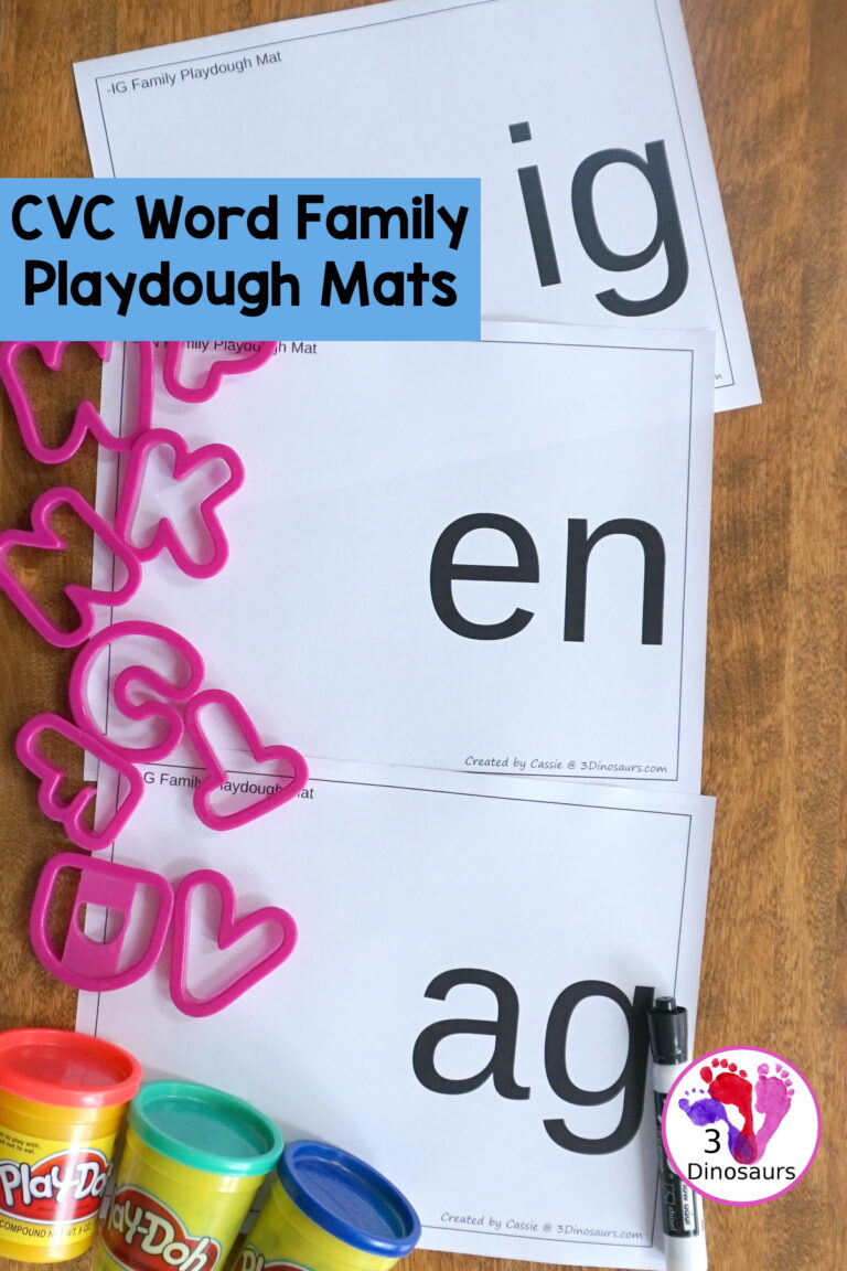 24 Free CVC Word Family Playdough Mat Printables