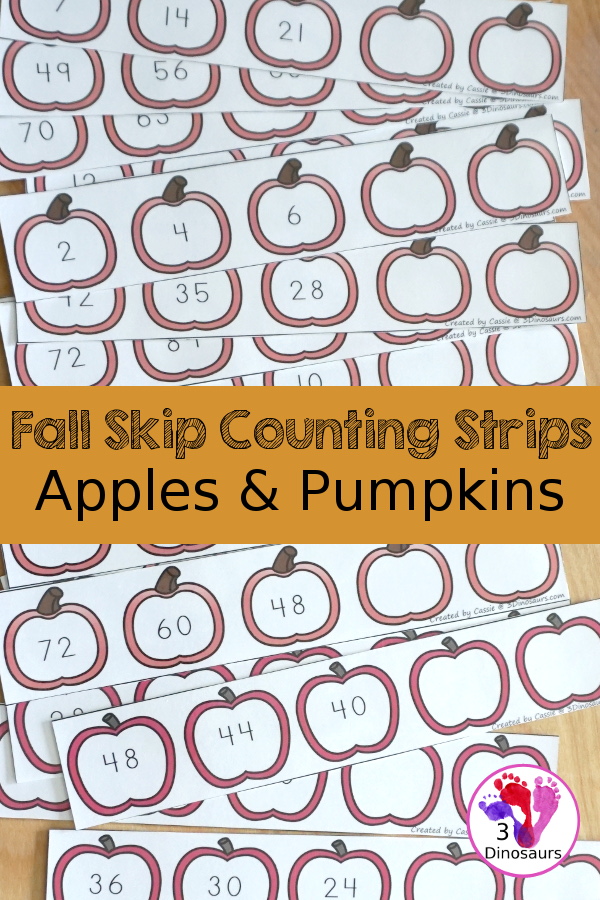 Free Fall Themed Skip Counting Strips: Apples & Pumpkins