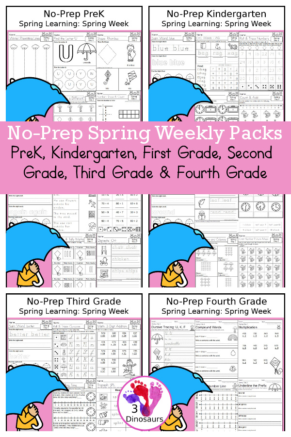 Spring No-Prep Weekly Packs