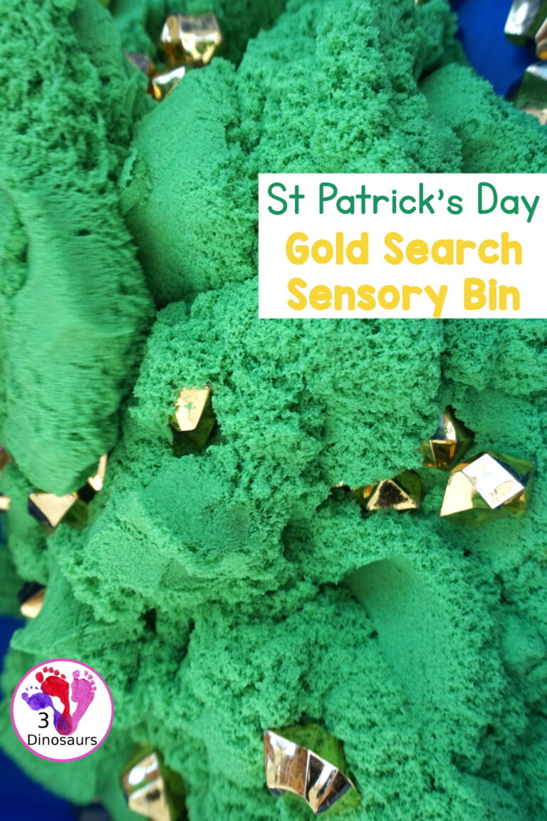 St. Patrick's Day Gold Find Sensory Bin With Kinetic Sand