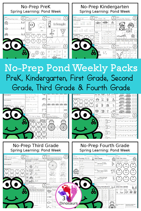 Pond No-Prep Weekly Packs - PreK to 4th Grade