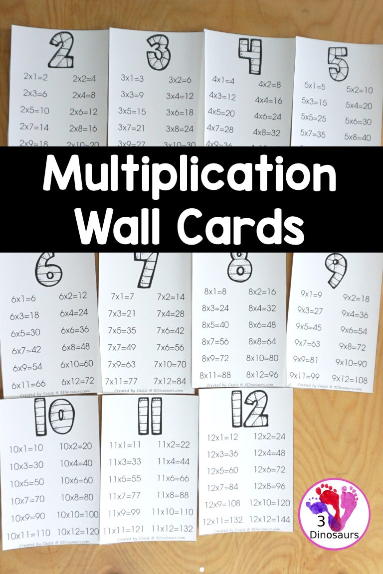 Free Multiplication Wall Card Printables: 2 Types