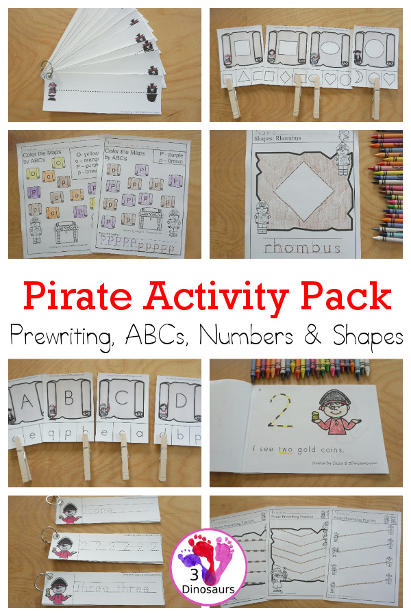 Pirate Activity Pack: Prewriting, Shapes, ABCs & Numbers