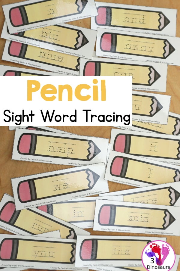 Free Sight Word Pencil Tracing Card Printables