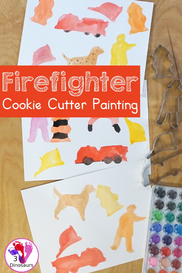 Fire Safety Cookie Cutter Watercolor Painting