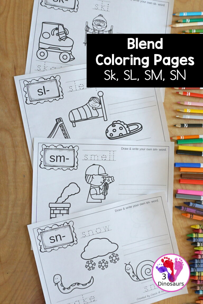 Free Blends Coloring Pages: Sk, Sl, Sm, Sn