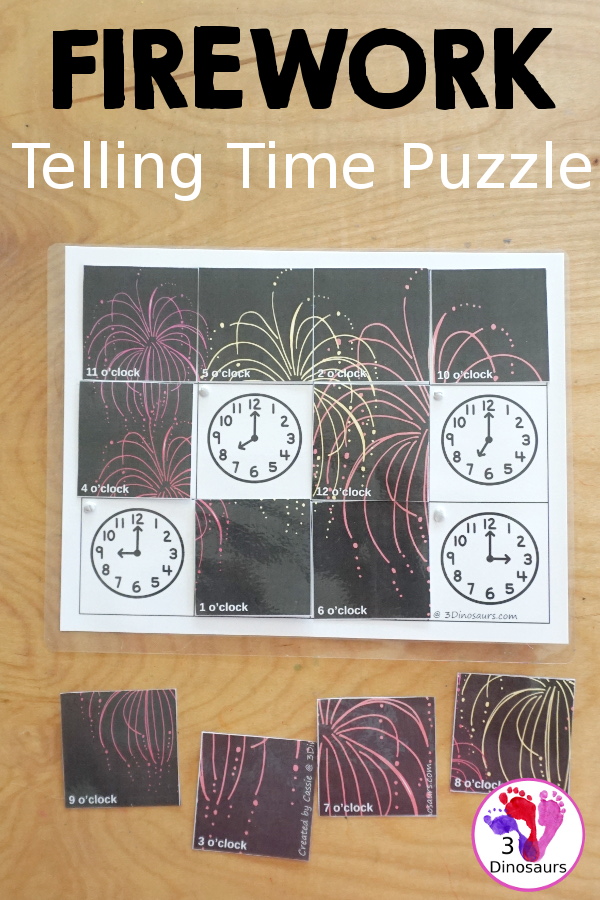 Hands-On Math With the Free Fireworks Telling Time Puzzle For Kids