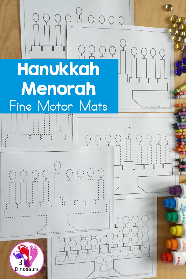 Free Hanukkah Menorah Fine Motor Mat Printables
