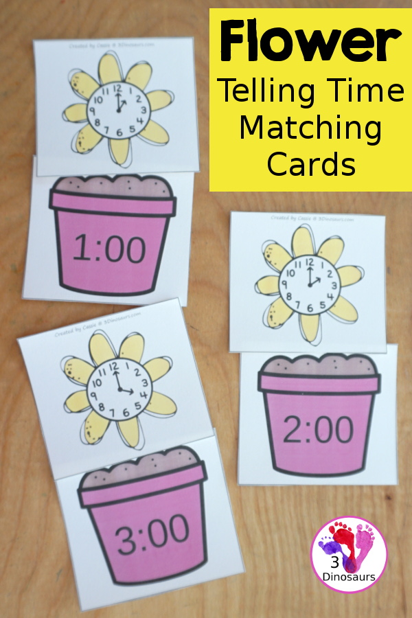 Free Flower Telling Time Matching Card Printables