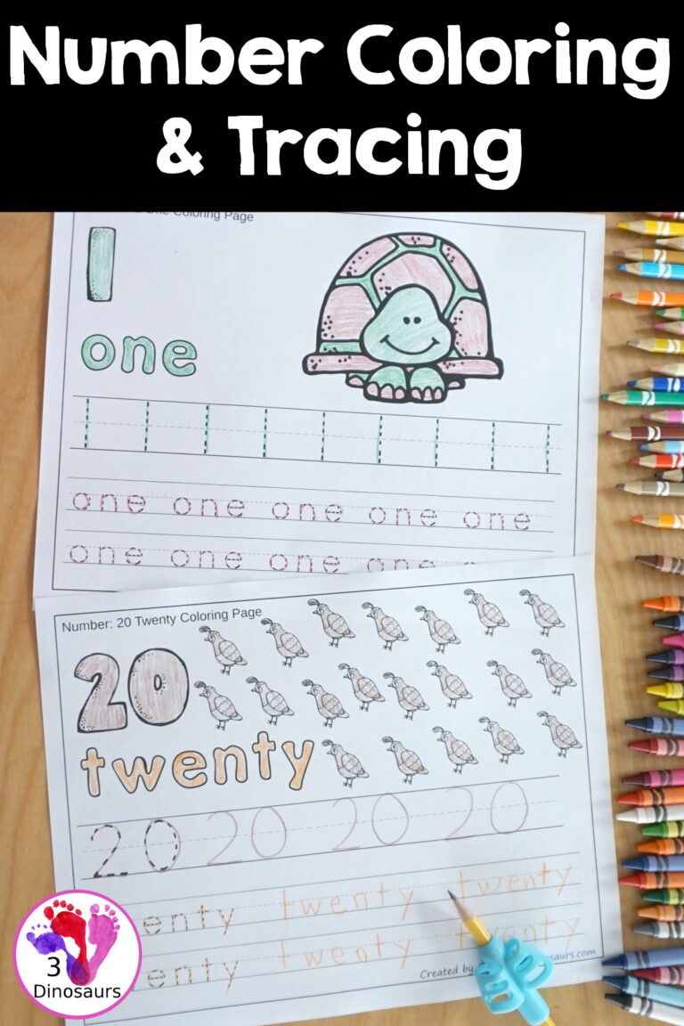 Free Number Coloring & Tracing Printable with Numbers 0 to 20