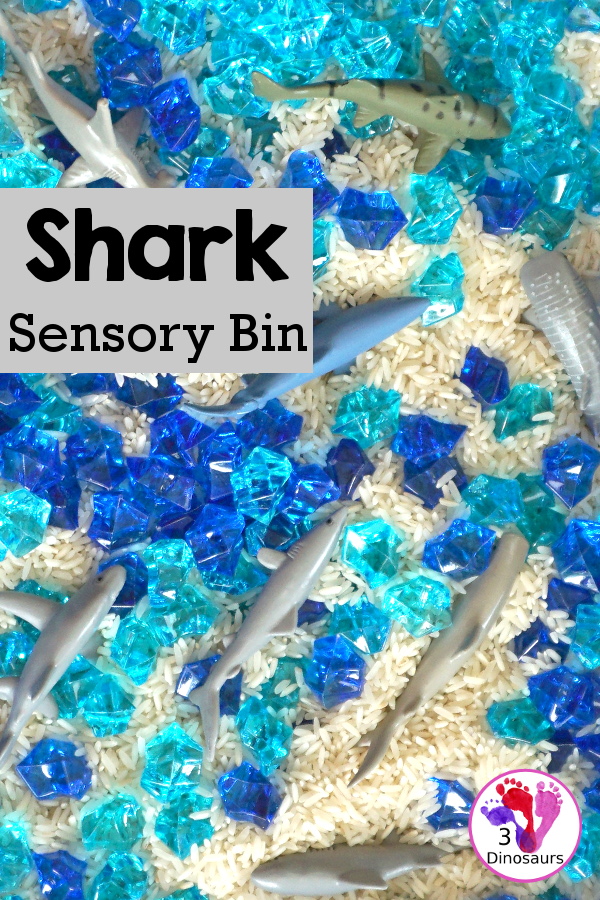 Shark Rice Sensory Bin for Shark Week