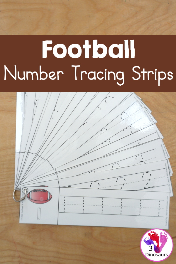 Free Football Number Tracing Strips: Numbers 0 to 20