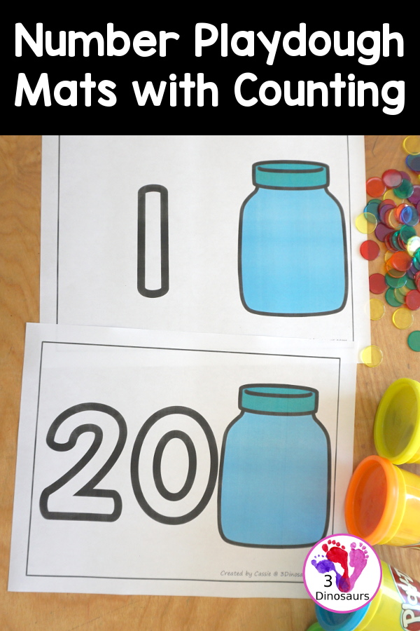 Free Number Playdough Mats With Counting Printable: Numbers 1 To 20
