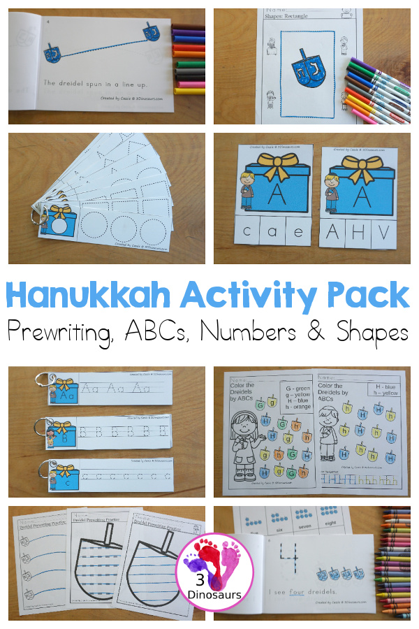 Hanukkah Activity Pack: Prewriting, Shapes, Letters & Numbers