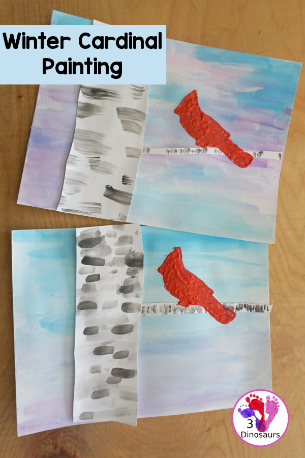 Winter Cardinal Painting for Kids