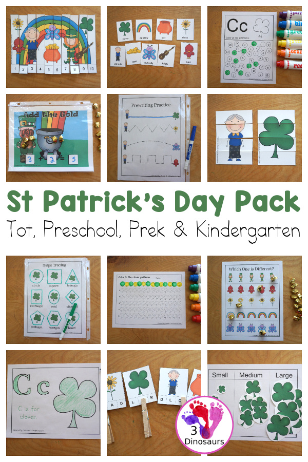 Free St. Patrick’s Day Pack for Tot, Preschool, Prek & Kindergarten