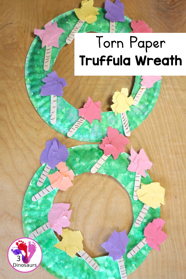 Torn Paper Truffula Tree Wreath Craft