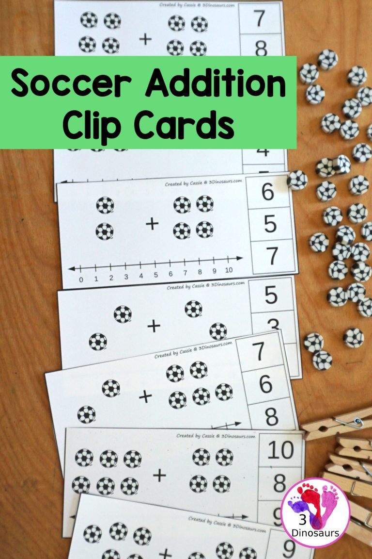 Free Soccer Addition Clip Card Printables: Addition 1 to 10