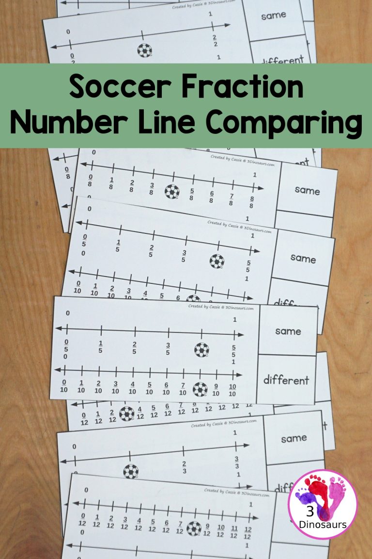 Free Soccer Fractions Number Line Comparing Printable