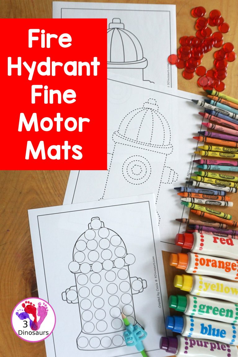 Free Fire Hydrant Fine Motor Mat Printables