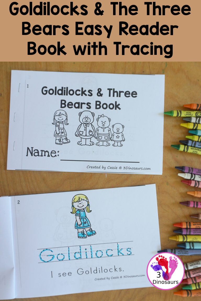 Free Goldilocks & The Three Bears Easy Reader Book with Tracing