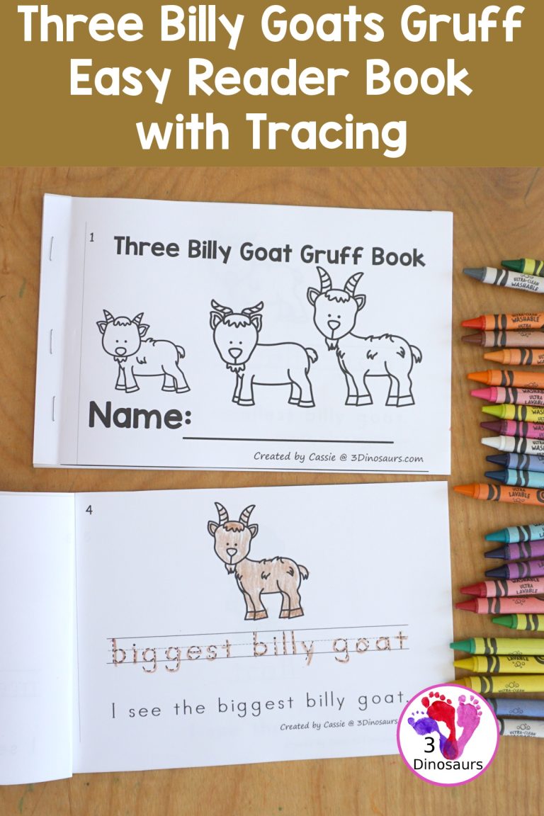 Free Three Billy Goats Gruff Easy Reader Book with Tracing Printable