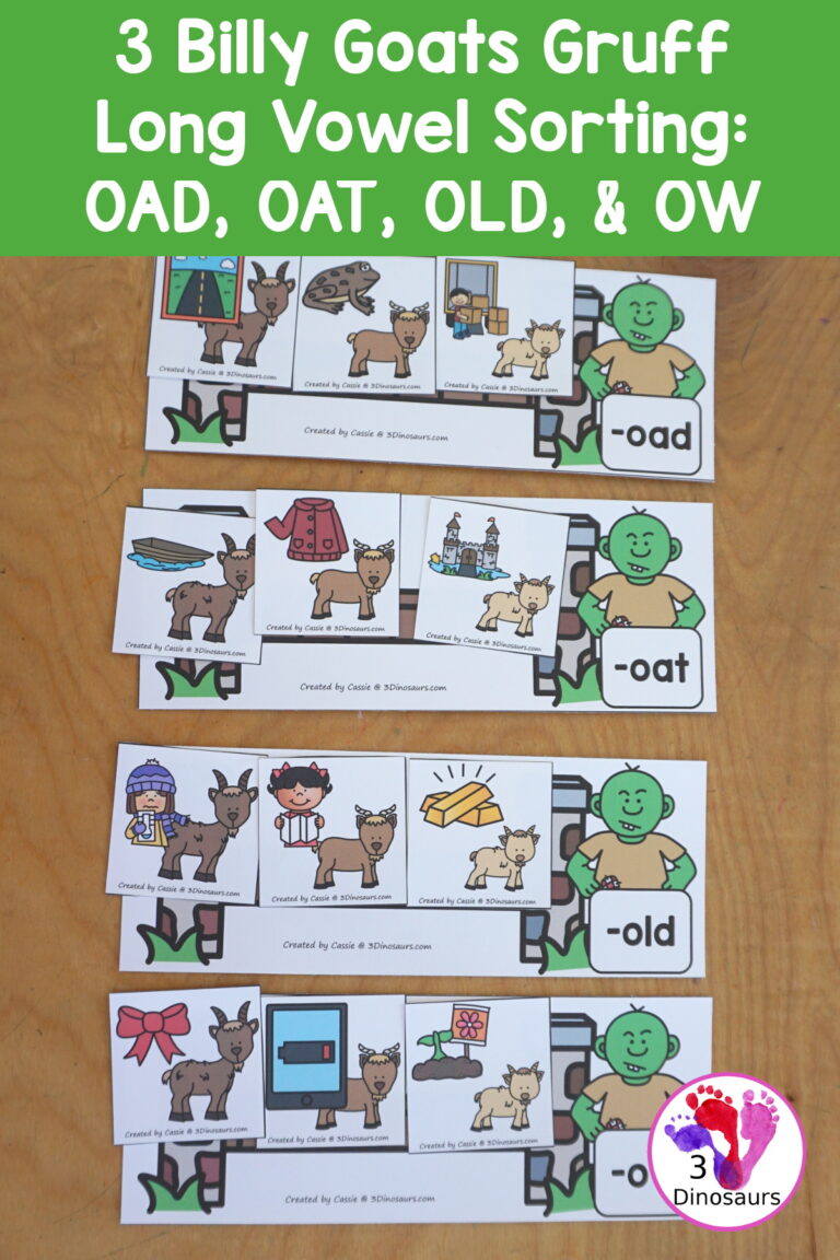 Free Three Billy Goat Gruff Long Vowel Sorting: OAD, OAT, OLD, & OW