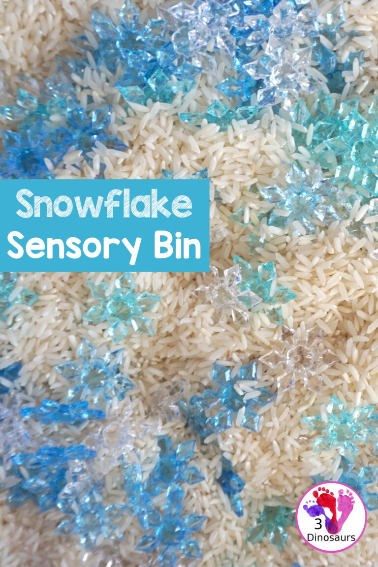 Snowflake Sensory Bin with Rice Filler