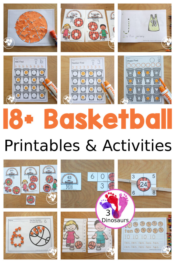 Basketball Activities.pdf 18+ Basketball Printables & Activities – 3 Dinosaurs