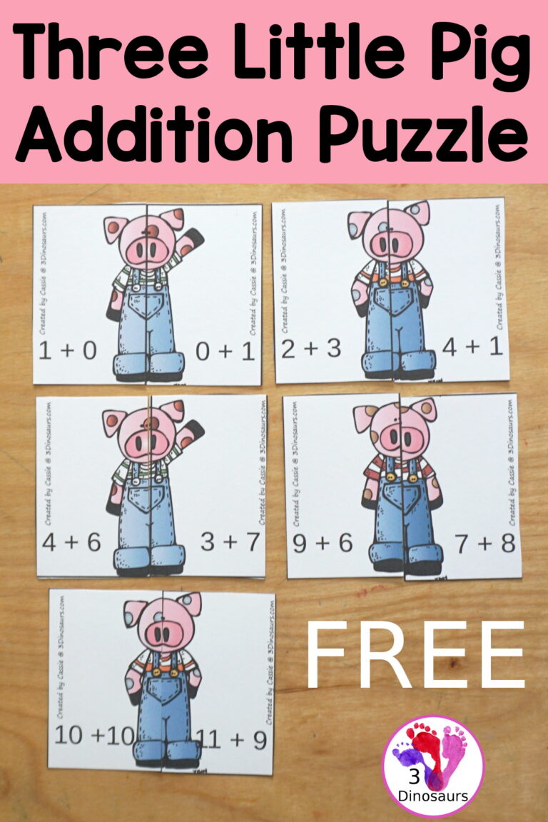 Free Three Little Pigs Addition Matching Puzzle Printables