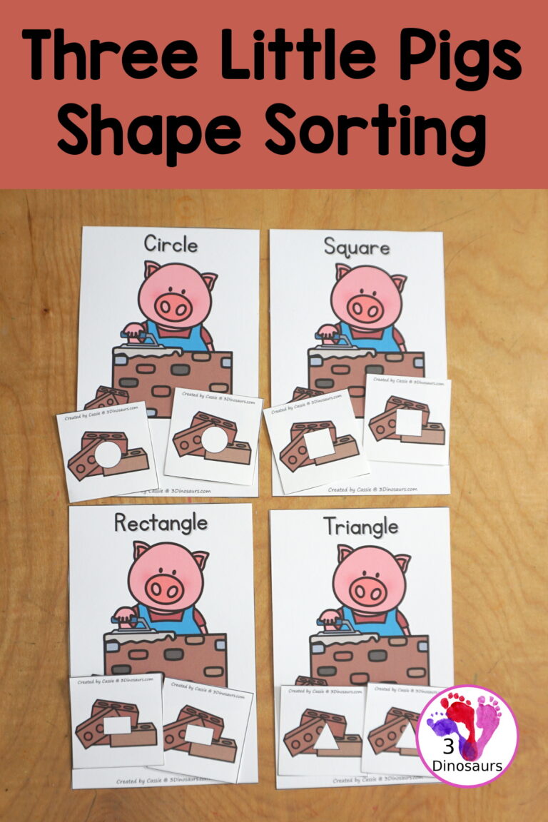 Free Three Little Pigs Shape Sorting Printable
