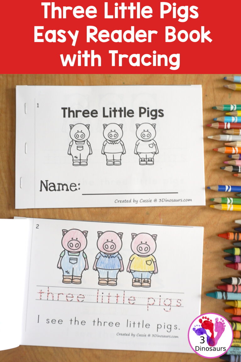 Free Three Little Pigs Tracing Easy Reader Book Printable