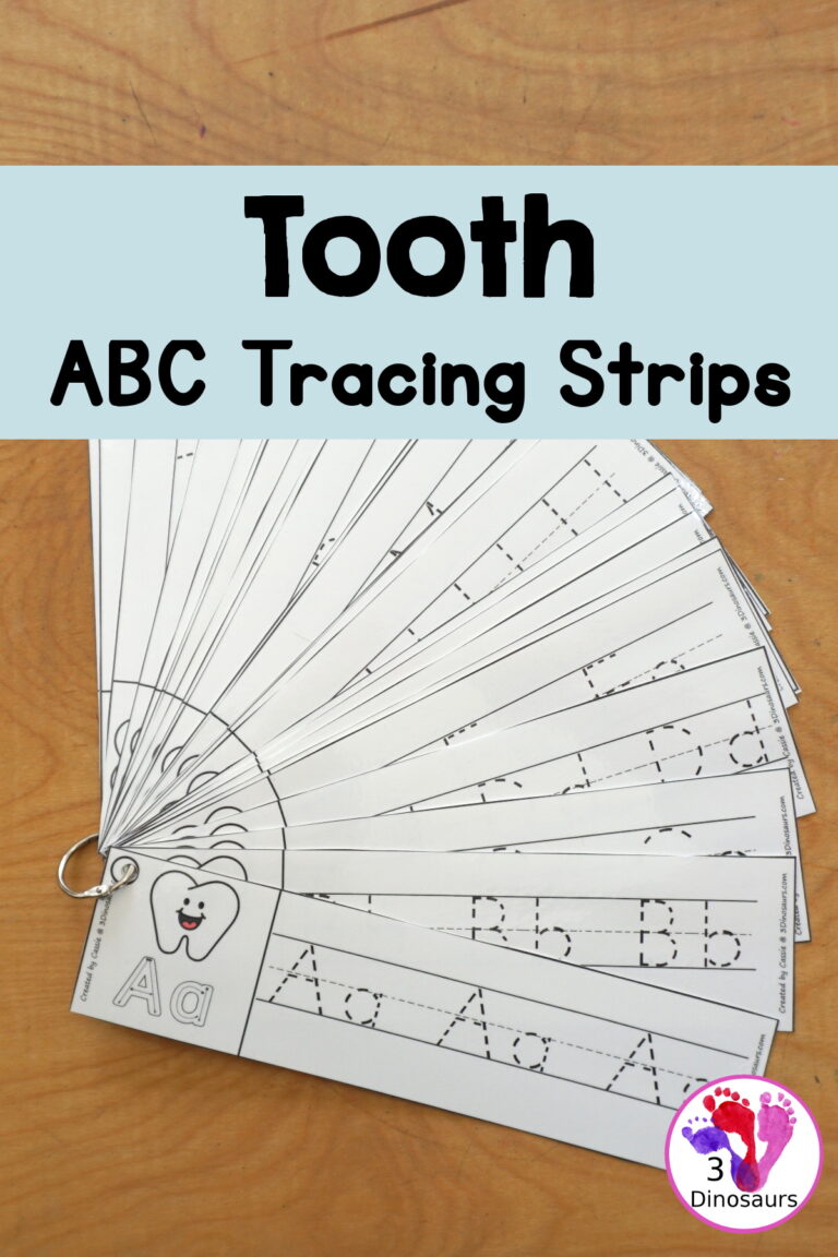 Free Tooth ABC Tracing Strip Printables - All 26 Letters of the Alphabet
