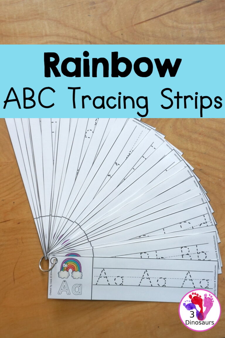 Free Rainbow ABC Tracing Strip Printables