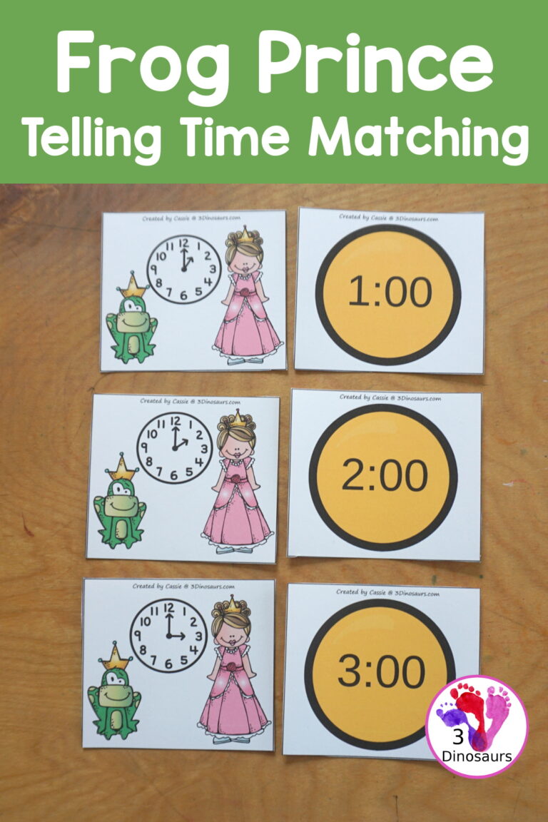 Free Frog Prince Telling Time Matching Printable