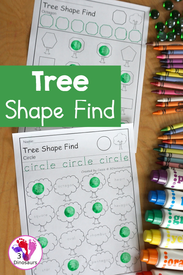 Tree Shape Find Printables - 11 Shapes for Kids to Learn