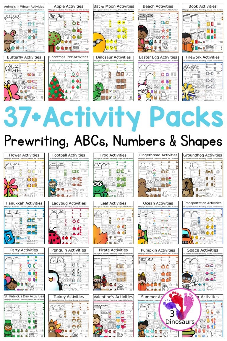 37+ Activity Packs with Prewriting, Shapes, ABCs, & Numbers