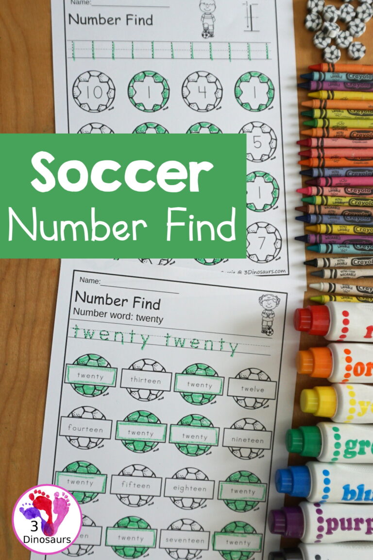 Soccer Number Find Printable: Numbers 0 to 20