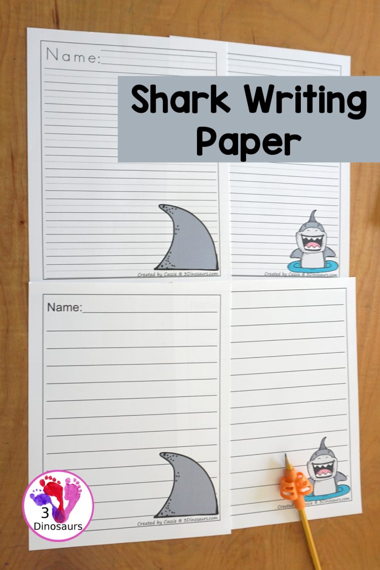 Free Shark Writing Paper Printables - guiddlines & single line