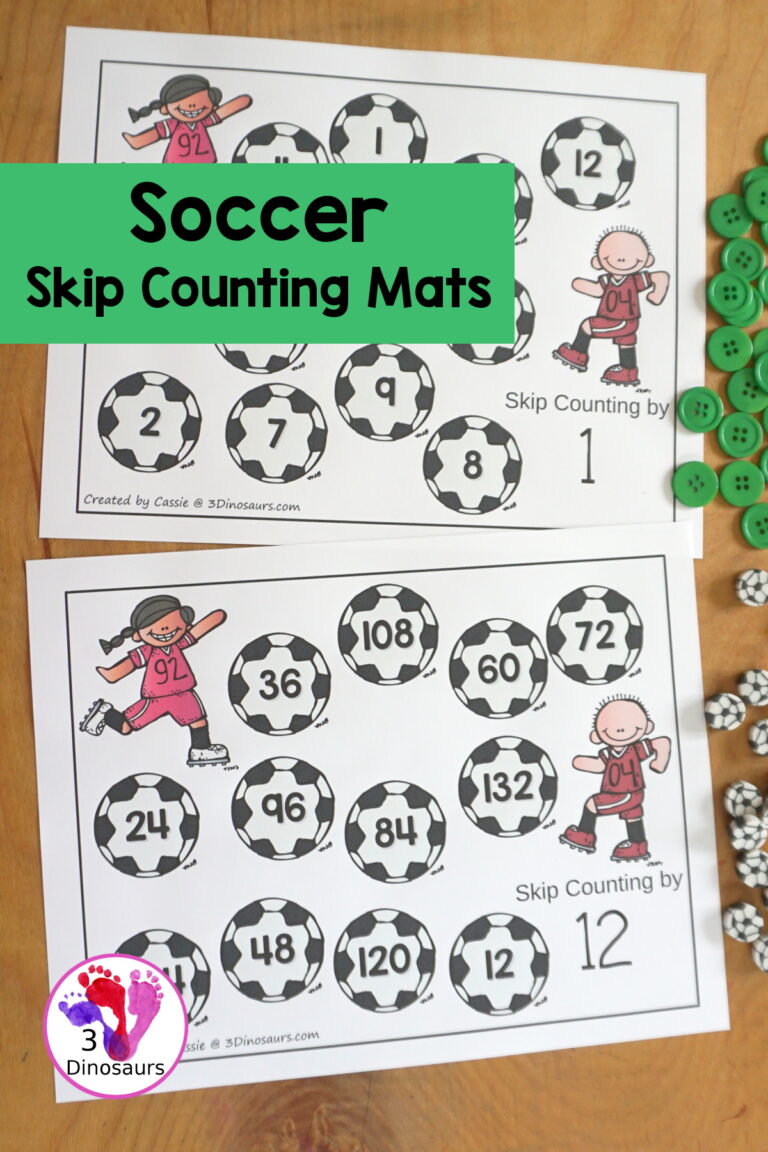 Free Soccer Skip Counting Mat Printables: 1 to 12